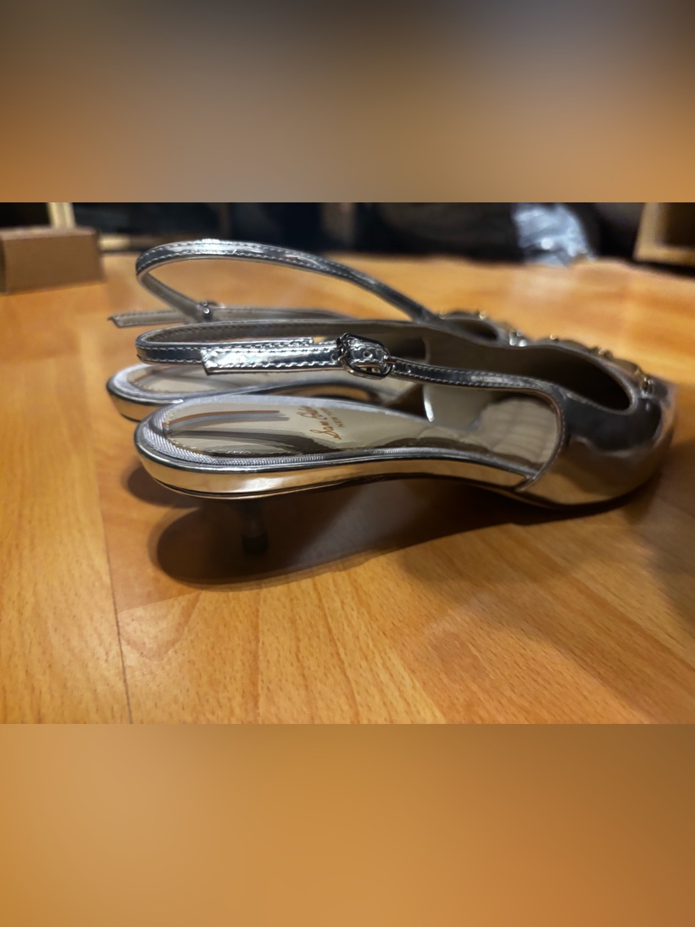Sam Edelman Farrah Metallic Silver Slingback Pump kitten heel NEW - Picture 7 of 8